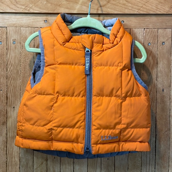 L.L. Bean - Reversible Puffer Vest - Size 6-12 months - Orange and Grey Camo - Picture 1 of 10